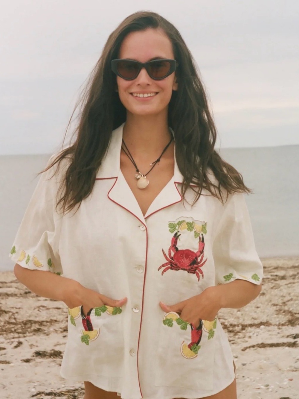 Tombolo just a pinch cabana relaxed cropped cut crab top